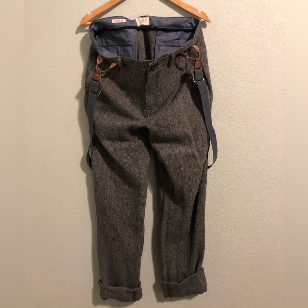 Jachs Bowie Fit pants w/ Suspenders Wool-blend 34x30 Charcoal
